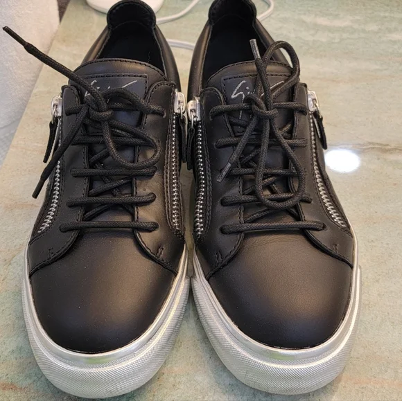 Giuseppe Zanotti Black and Silver Low-Top Sneakers